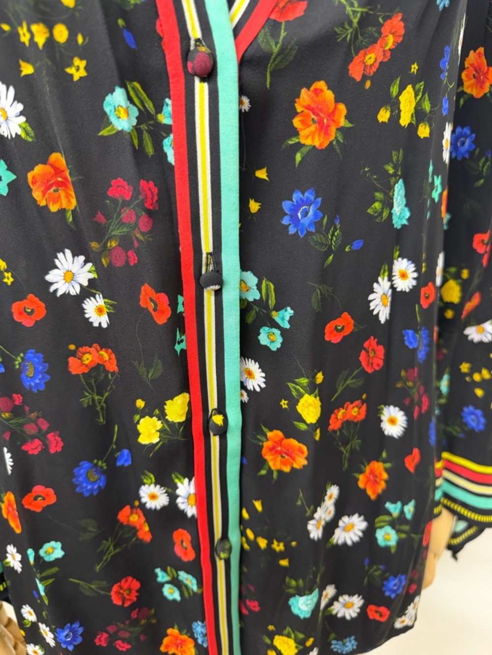 Alice + Olivia Randa Floral Print Bell Sleeve Botanical Ditsy Floral Size Medium - Picture 7 of 16